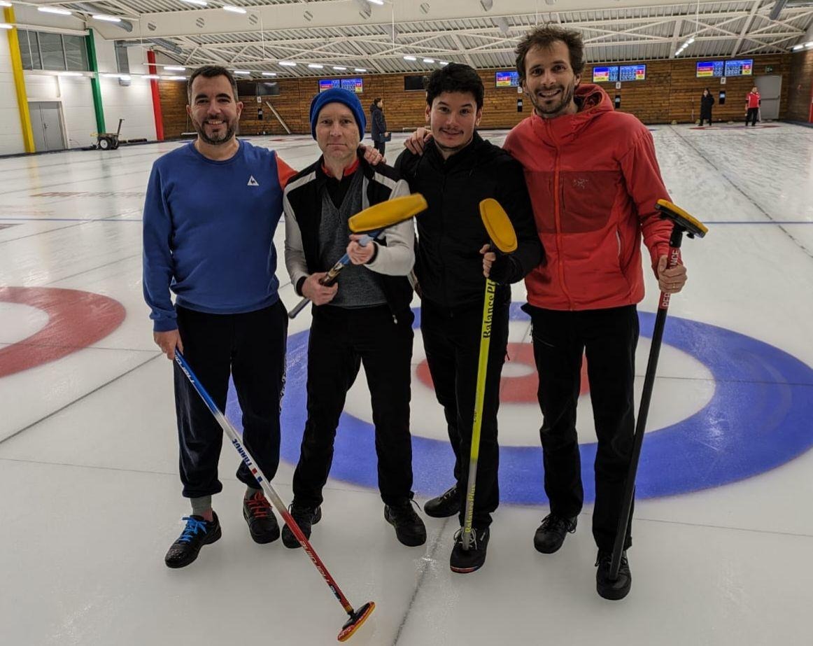 Audren, Mathieu, Thomas, Nicolas au Championnat de France de Curling 2024 après le match contre Toulon - La Garde.